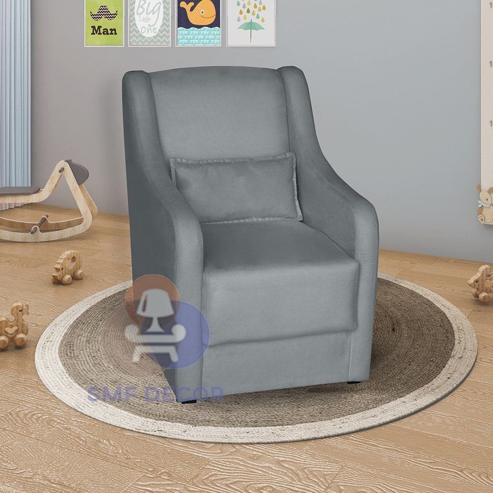 Poltrona para Amamentação Glamour com Almofada Cinza