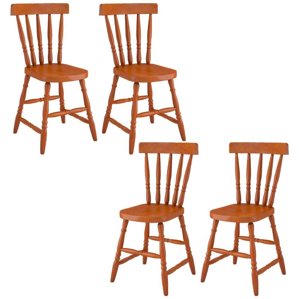 Kit 04 Cadeiras Madeira Macica Pes Torneados 150LB Marjori