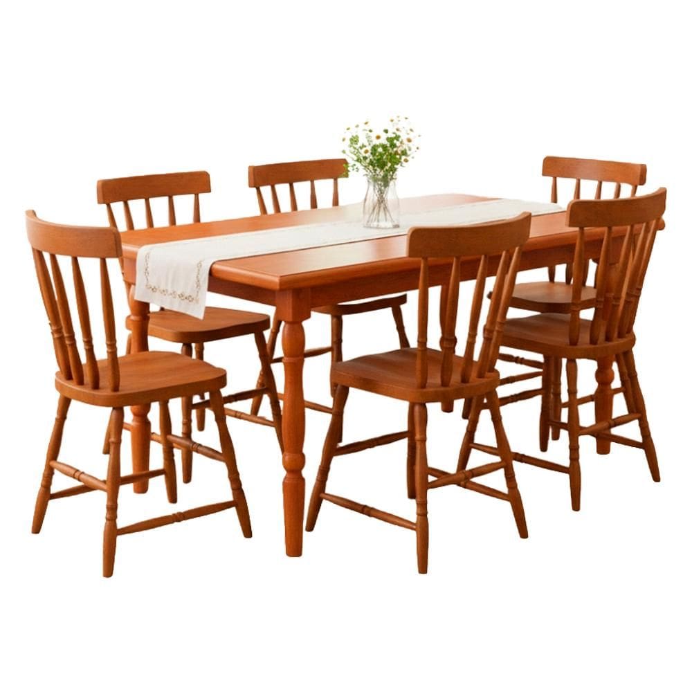 Mesa Retangular 160X80 06 Cadeiras Madeira Macica Pes Torneados Marjori
