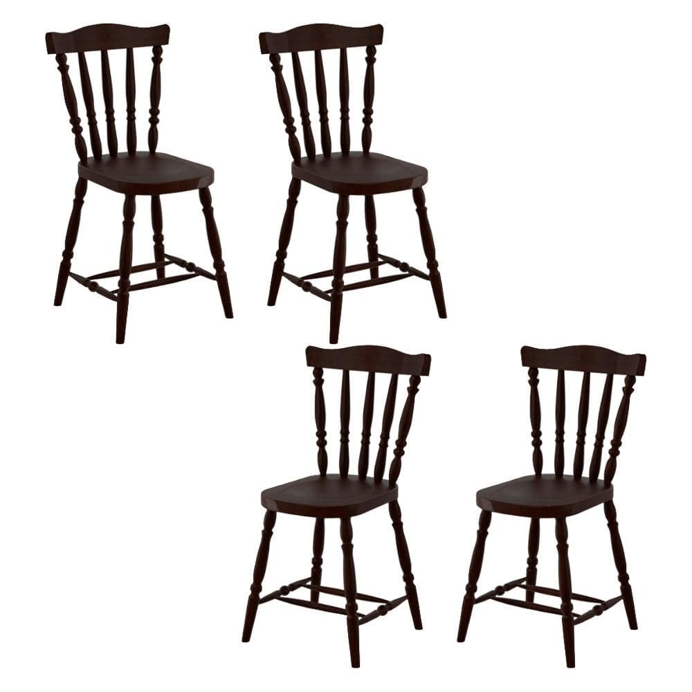 Kit 04 Cadeiras Madeira Macica Pés Torneados 250EA Marjori