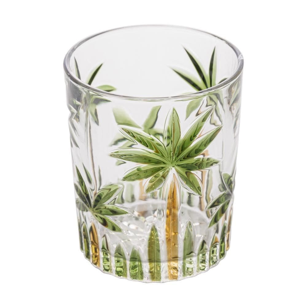 Copo Baixo Palm Tree Handpaint 340ml Cristal