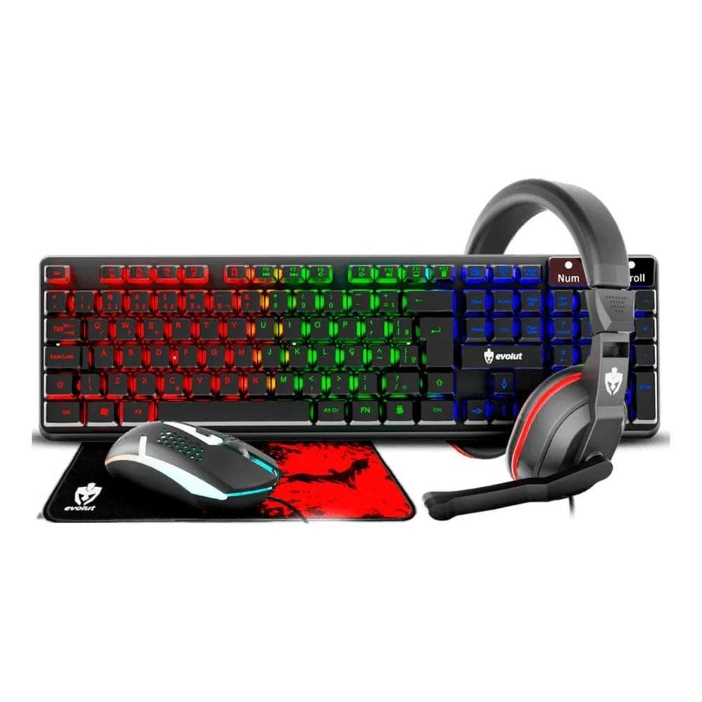 Kit Gamer Evolut: Teclado Mecânico + Mouse Rgb