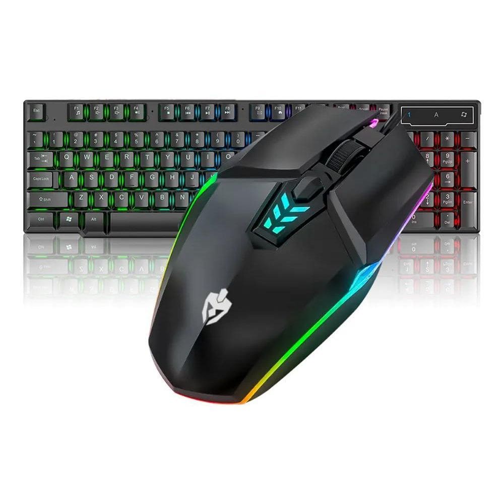 Kit Gamer: Teclado Semi Mecânico Rgb + Mouse 3200Dpi