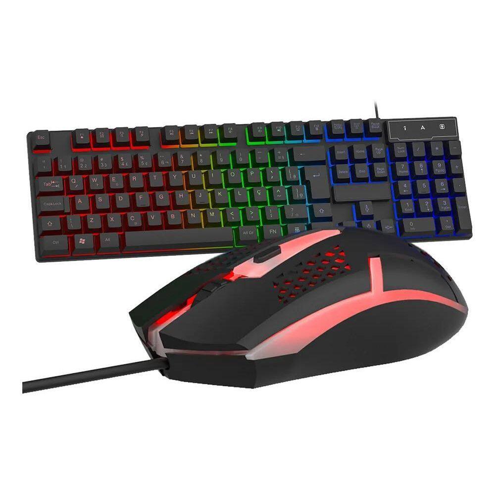 Kit Gamer Teclado Semi Mecânico + Mouse Rgb Abnt2