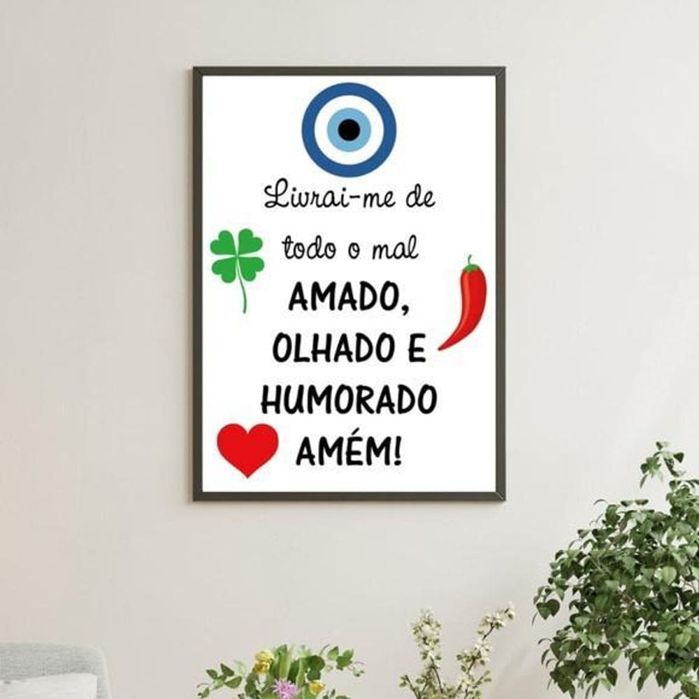 Quadro Para Afastar Más Energias Moldura Preta 24X18Cm