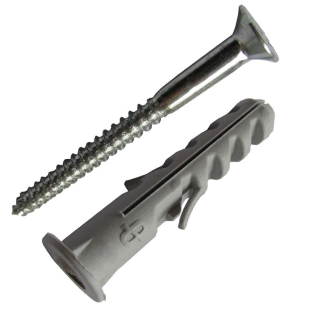 Bucha Nylon 8mm com Anel E Parafuso Para Madeira de Cabeça Chata 5,5x50 Cartela 5 Peças Pmb632 F