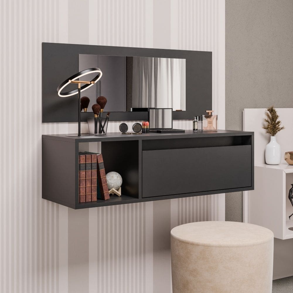 Penteadeira Camarim Suspensa Eva Preto Maderatto Móveis