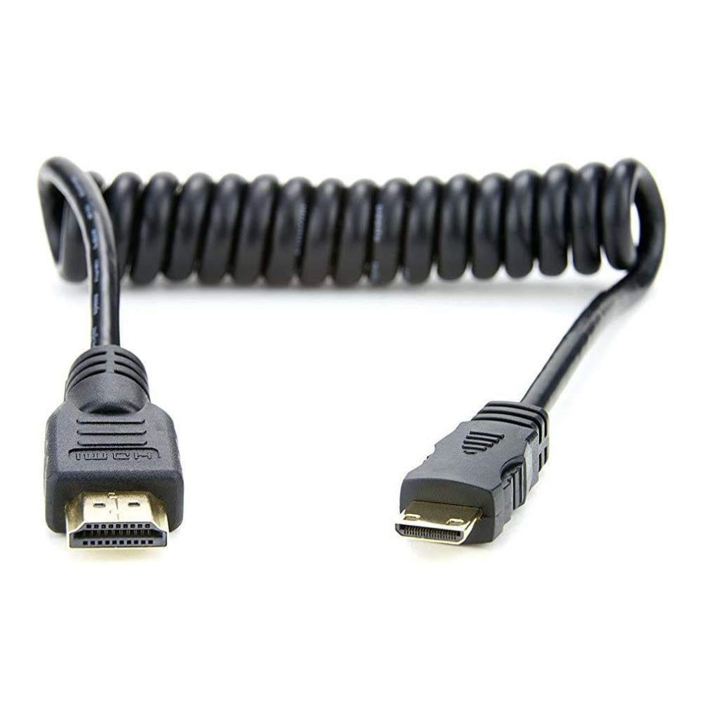 Cabo Atomos ATOMCAB008 Mini HDMI em espiral para HDMI completo de 30 cm