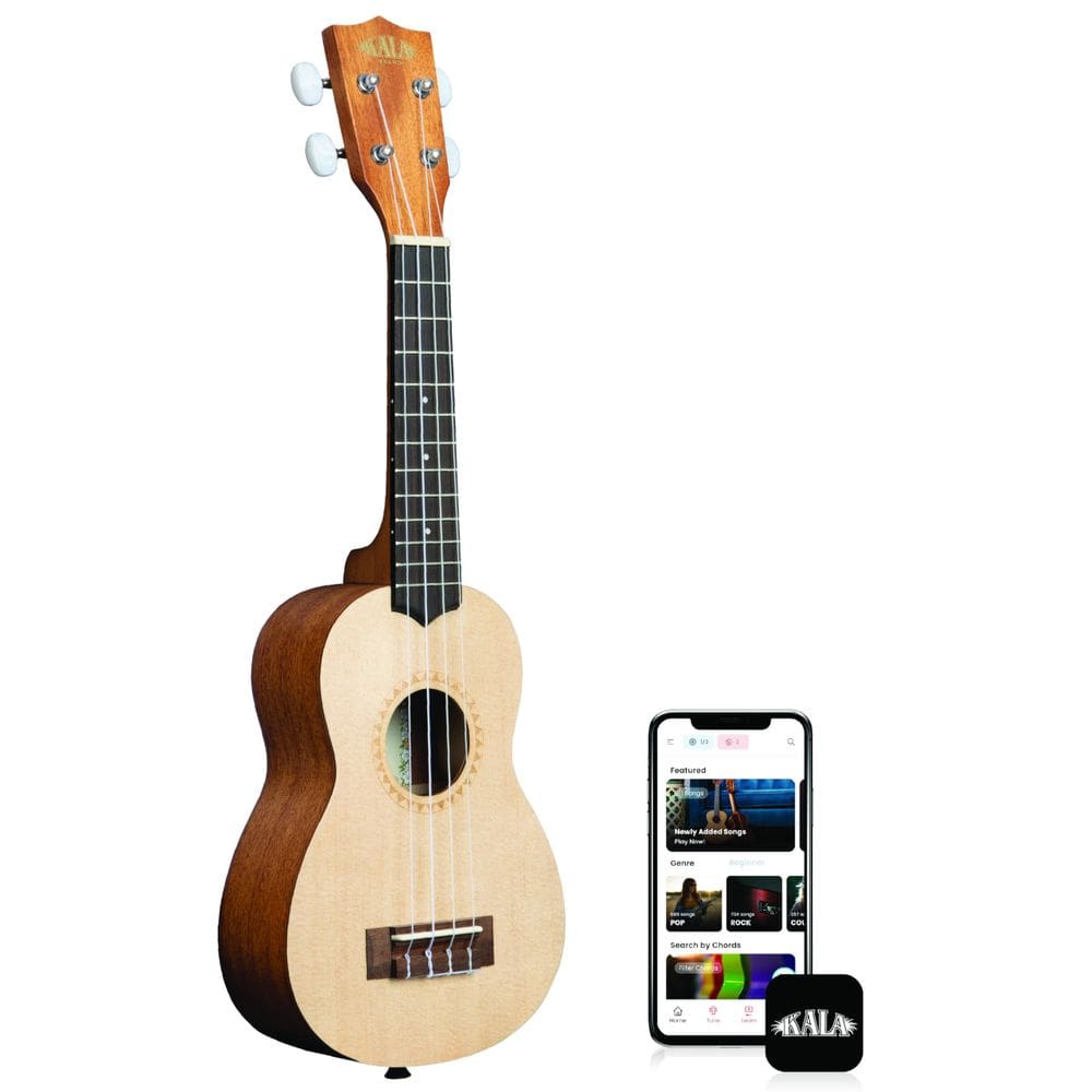 Ukulele Kala 15S-S Satin Mahogany Spruce Top Soprano com estojo