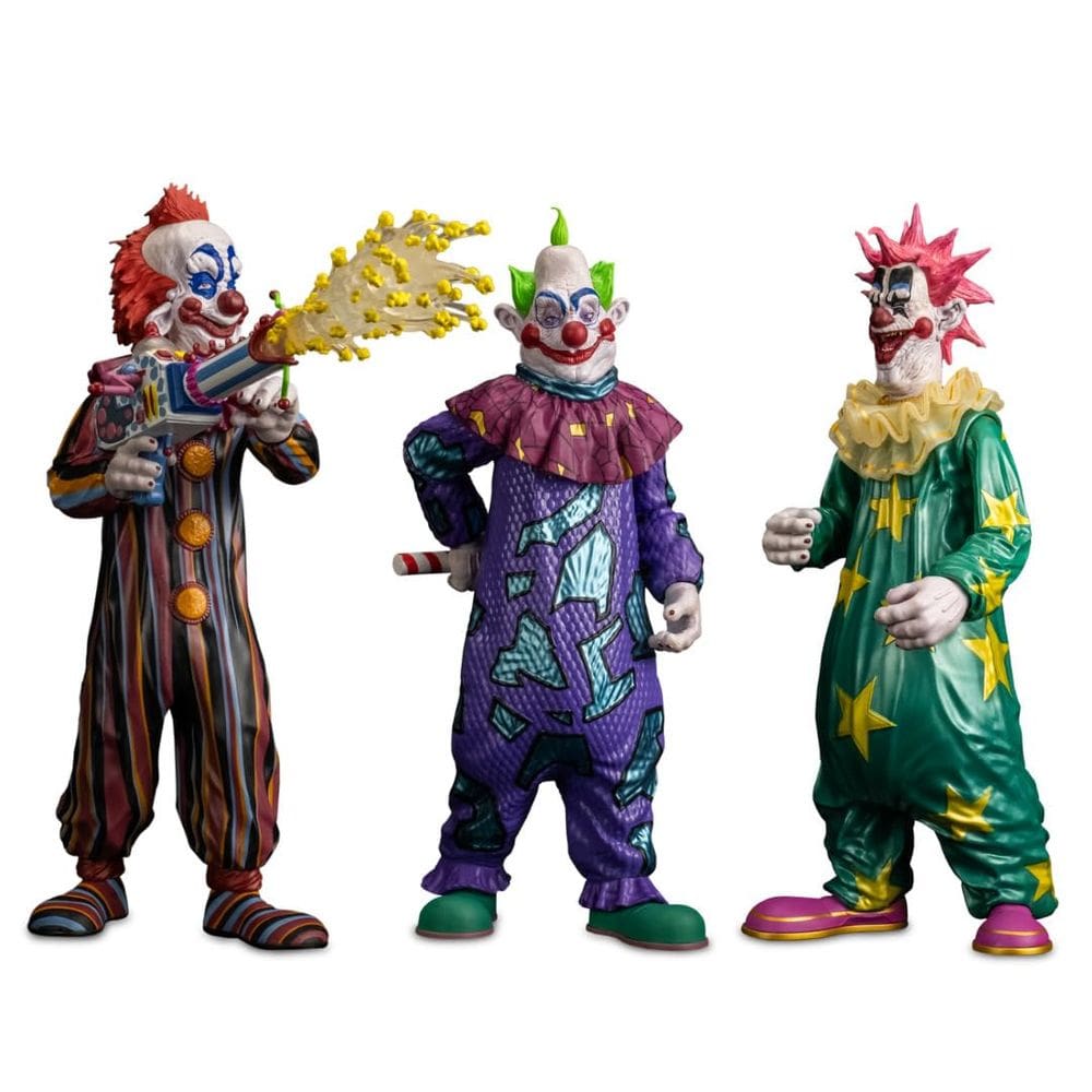 Figuras de ação Kratos Power Trick or Treat Studios Killer Klowns da coleção Outer Space Scream Greats Série 2 de 8 polegadas (3 itens)