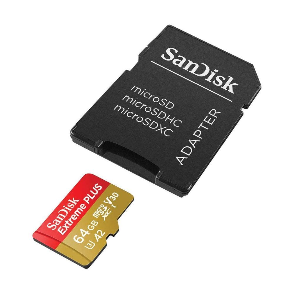 Cartão microSDXC SanDisk Extreme Plus 64GB com Adaptador SD - UHS-I U3 A2 V30