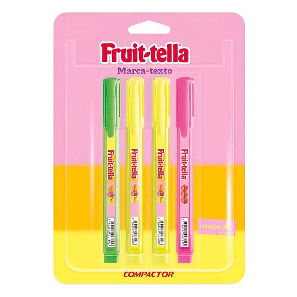 Marca Texto Fruit-Tella com Cheirinho 4 Unidades - Compactor