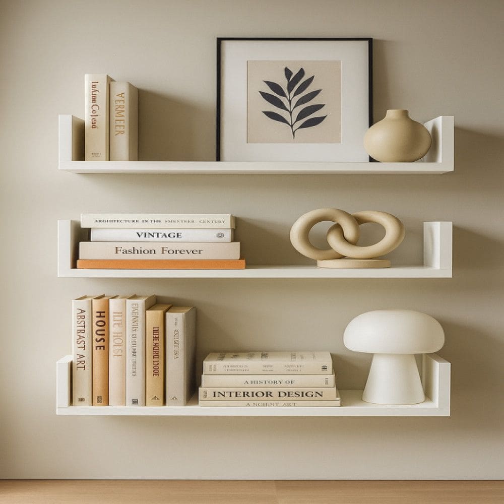 Kit 03 Prateleiras U 60cm Decoracao Porta Livros Sala Branco