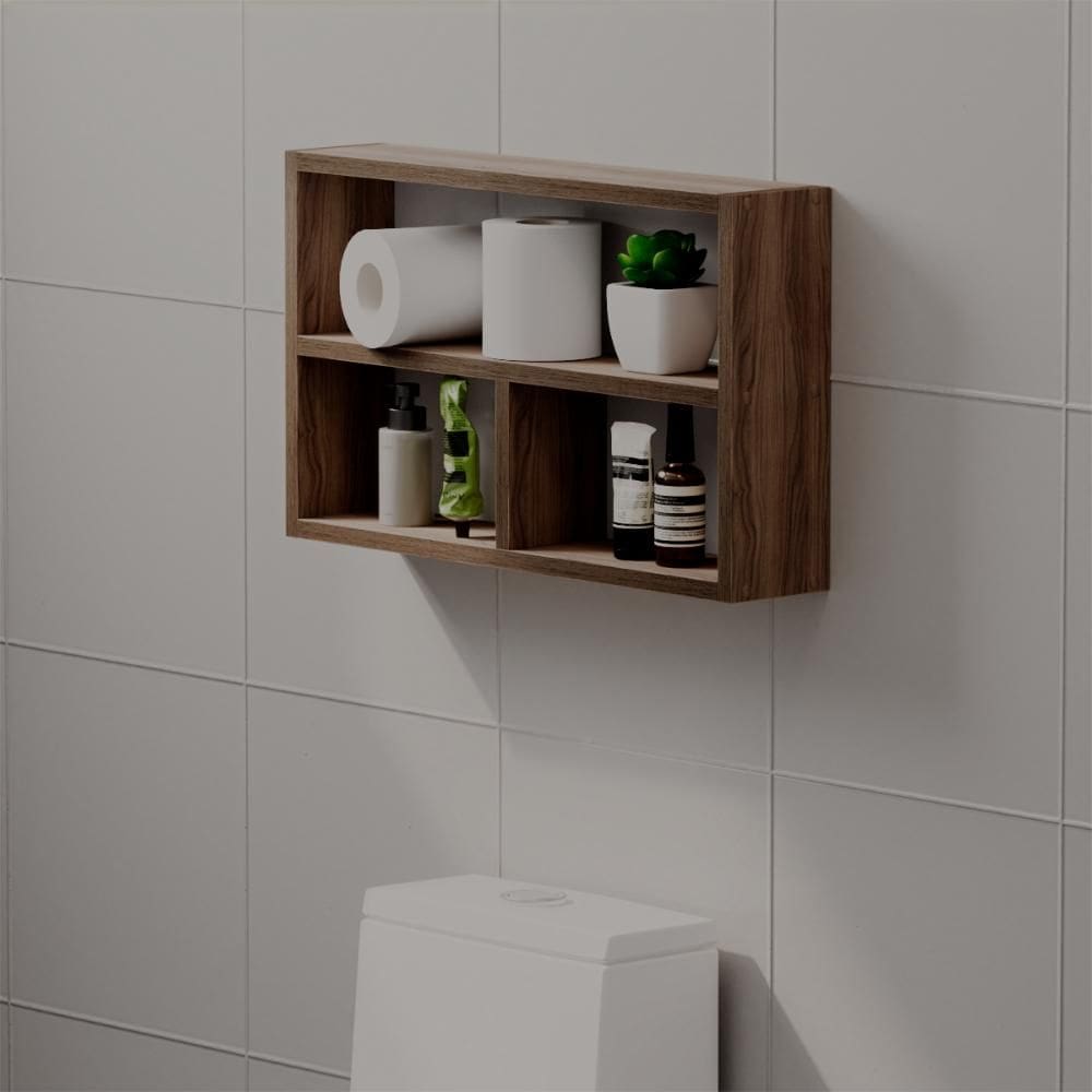 Nicho Decorativo Pequim Nogal para Banheiro Lavabo