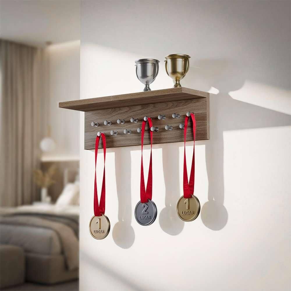 Porta Medalhas Freijó 45cm com Suporte para Troféus