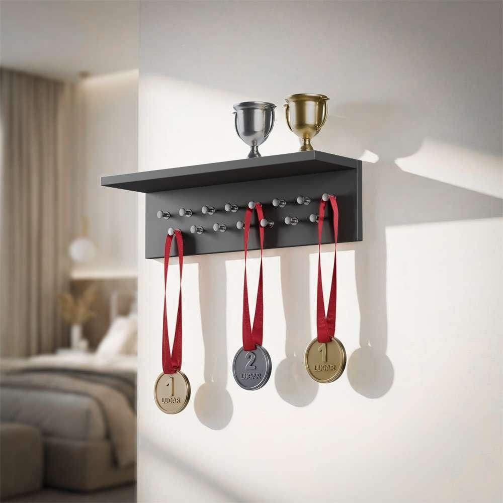 Porta Medalhas Preto 45cm com Suporte para Troféus