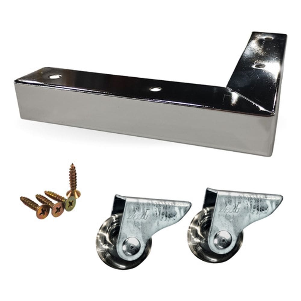 Kit C/4 Pé Cantoneira Cromado 3cm Aço-carbono + 2 Rodízios Cromado