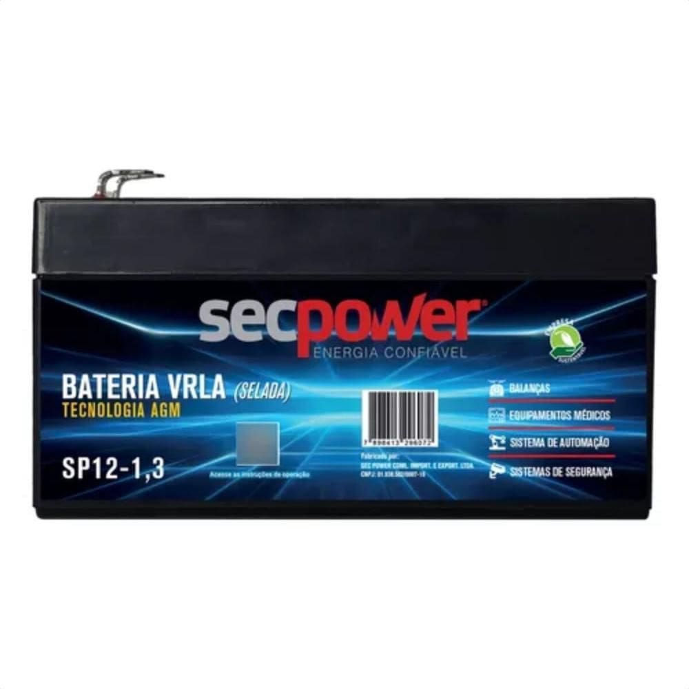 Bateria Selada VRLA 12V 1,3AH SP 12-1,3 Secpower