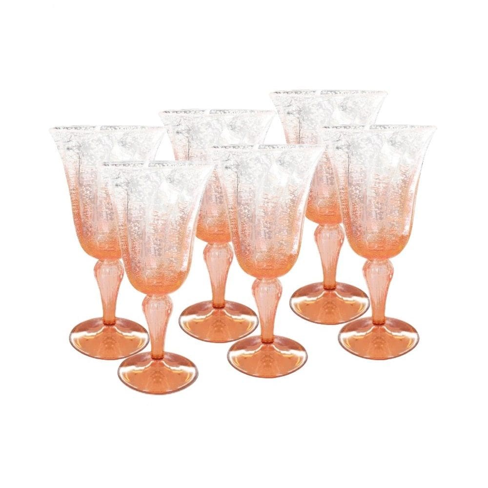 Cj 6 Taças de Acrílico C/Detalhes Bolhas Laranja Degradê 310ml Entrecasa