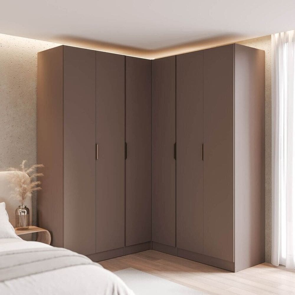 Guarda-roupa Modulado de Canto Linear 4 Peças 6 Portas Orion Cabecasa Madeiraoriginals Mocha