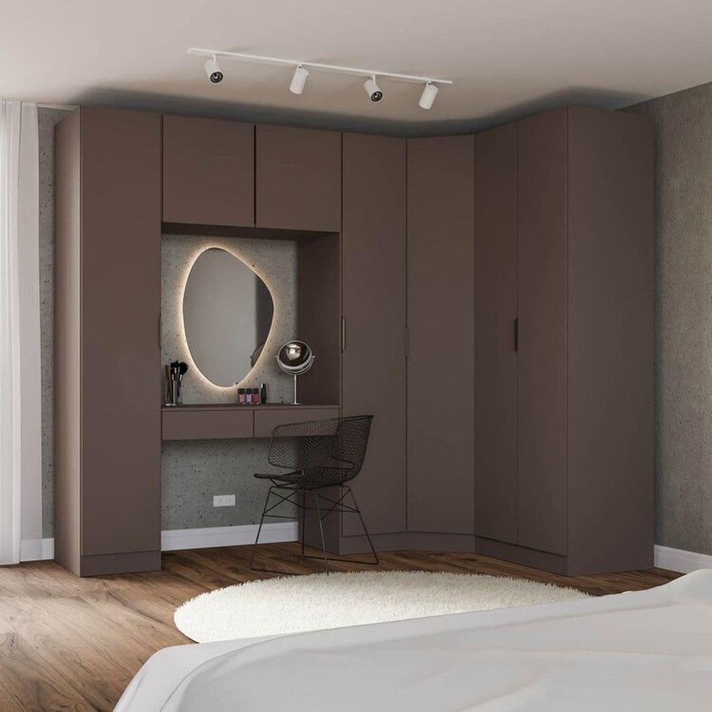 Guarda-roupa Modulado de Canto Obliquo 6 Peças com 7 Portas Orion Cabecasa Madeiraoriginals Mocha