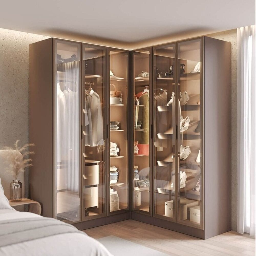 Guarda Roupa Modulado de Canto Linear 4 Peças 6 Portas Orion Cabecasa Madeiraoriginals Mocha/Reflecta