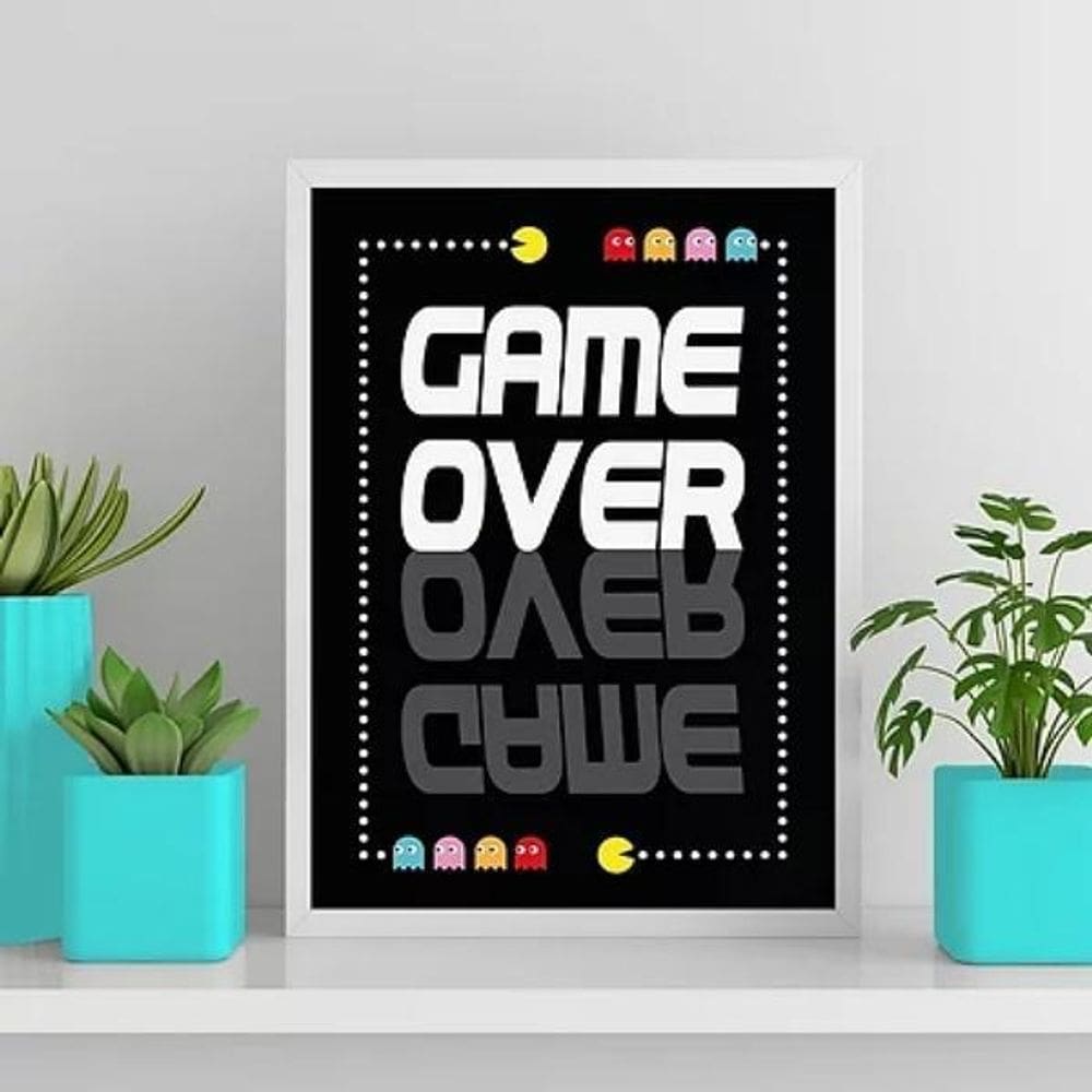 Quadro Gamer Game Over 24X18Cm - Com Vidro