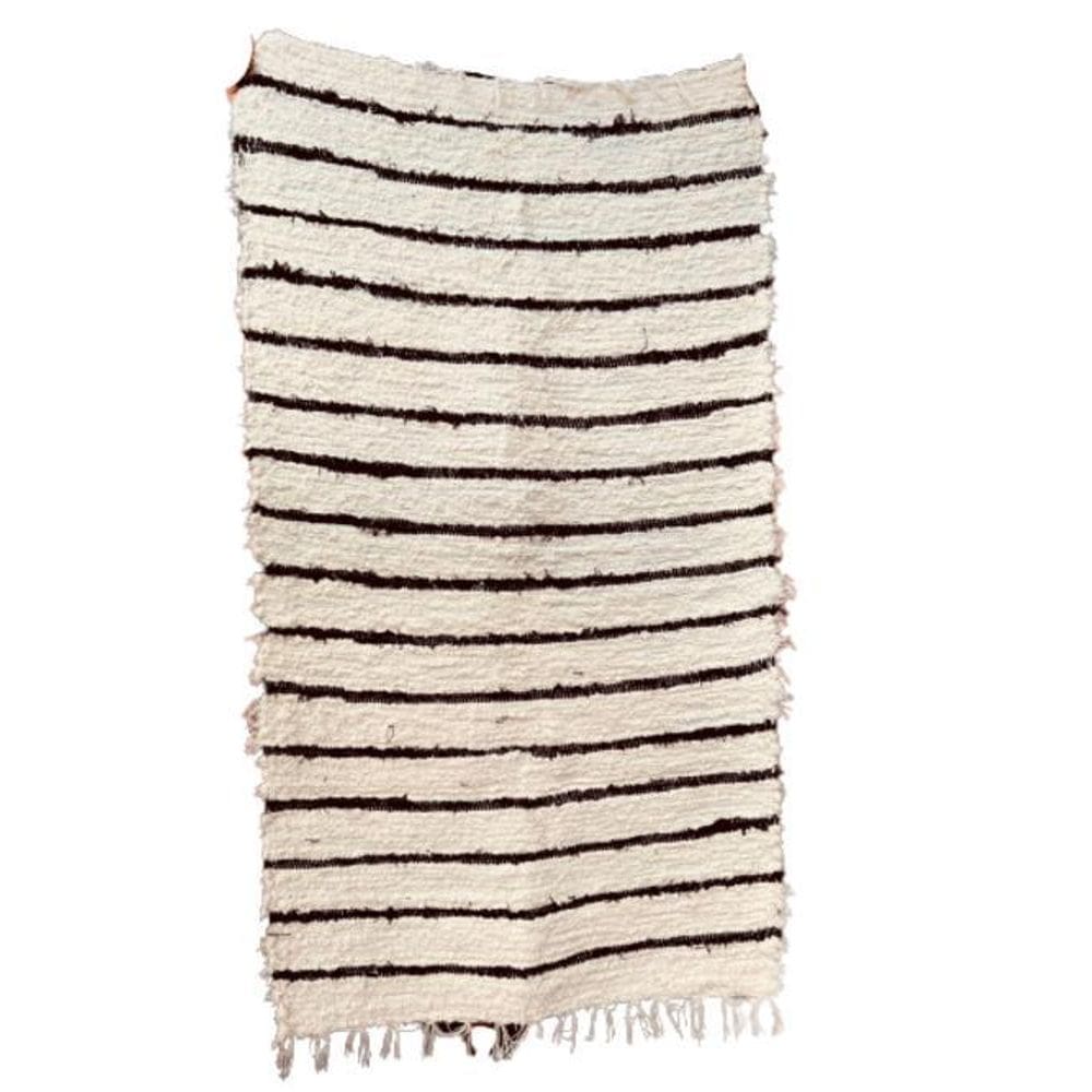 Tapete Médio Felpudo Listra Fina Preto 0,80X1,50M Boho