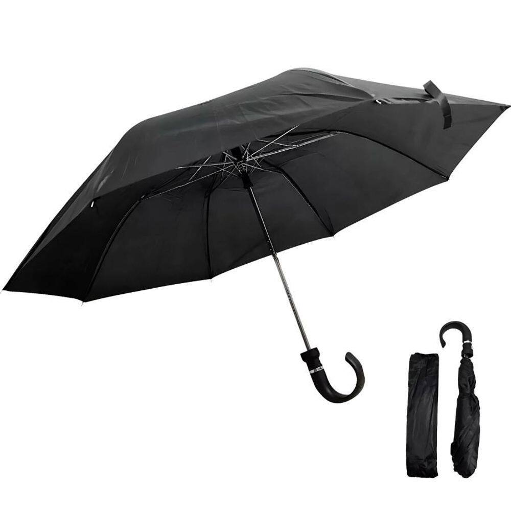 Guarda Chuva Preto Dobrável Automático Para Mochila