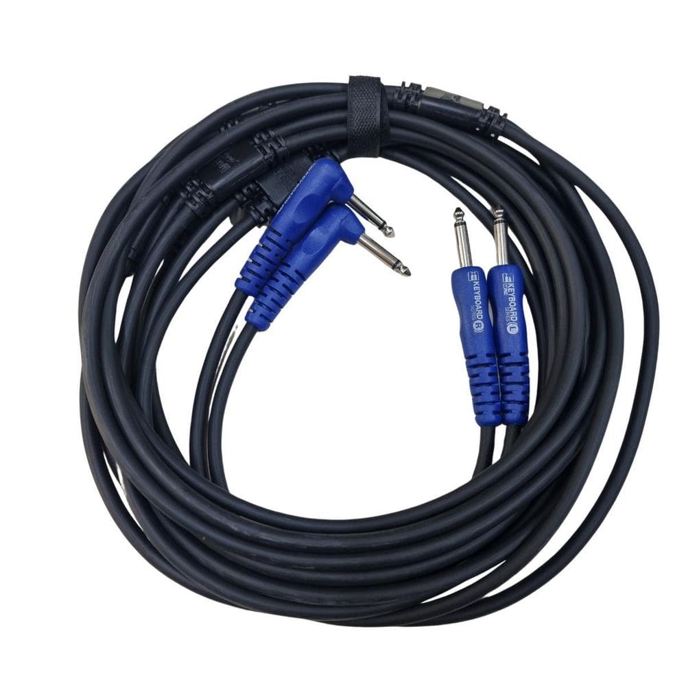 Cabo Instrumento Teclado Cabo 2 P10 x 2 P10 90º 3.05m Azul