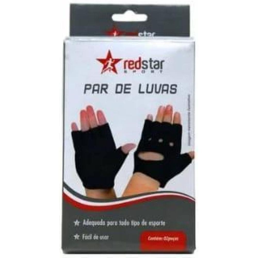 Luva Esportiva Preta Par De Luvas Redstar Sport Elc06006