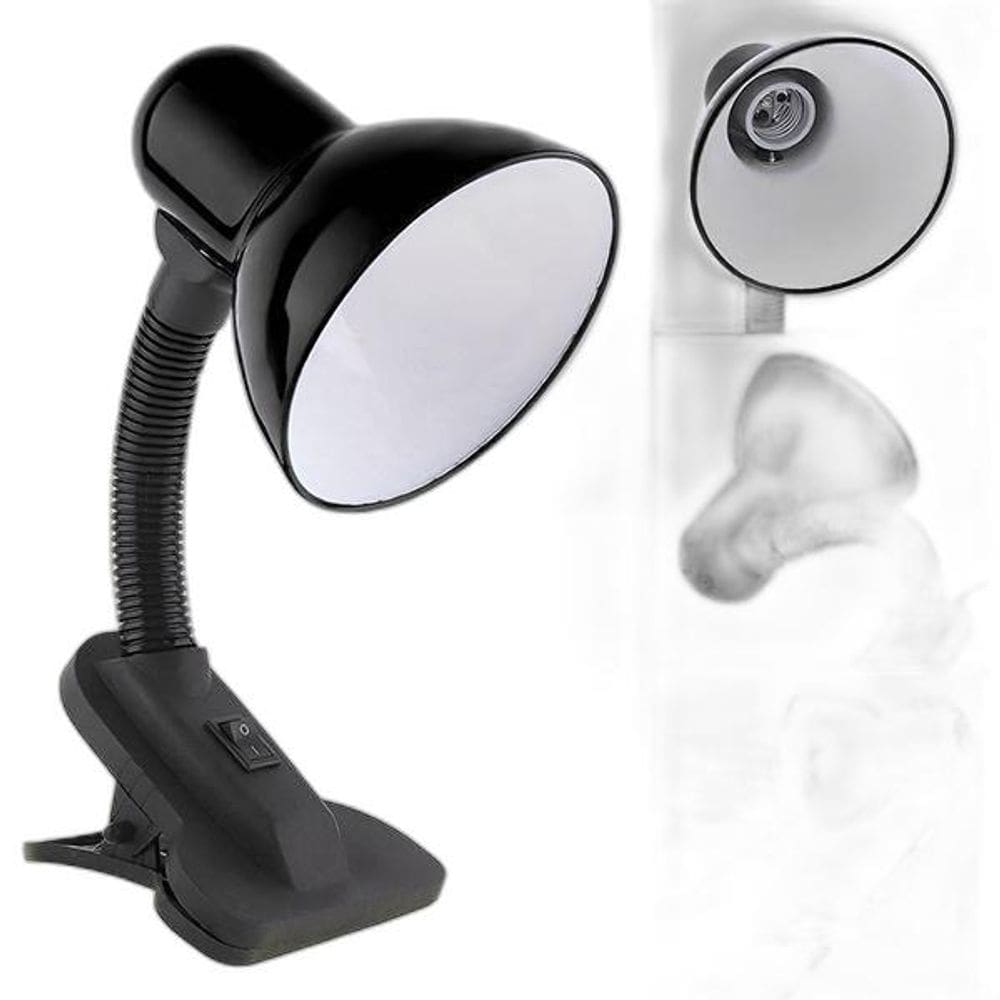 Luminária Articulada Preta Com Garra Presilha Bivolt