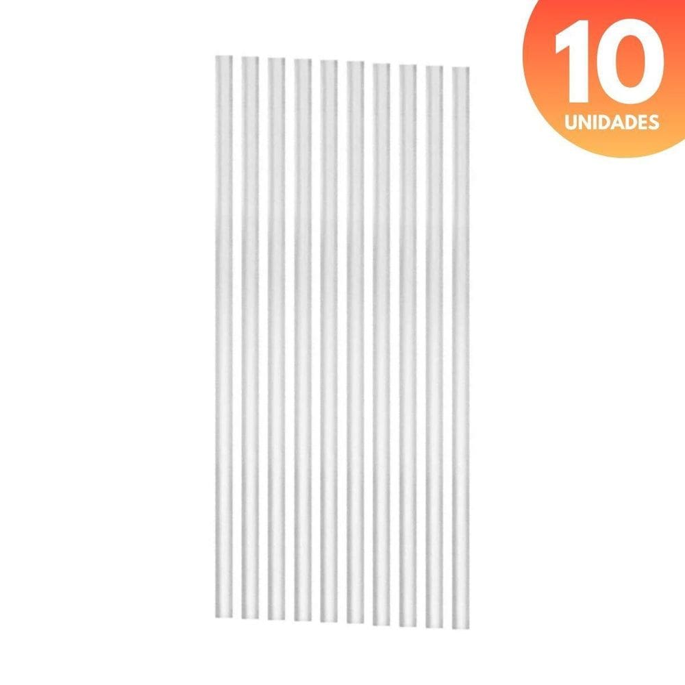 Canudo 31Cm Pink Ou Transparente Plástico Reutilizável 10Un.