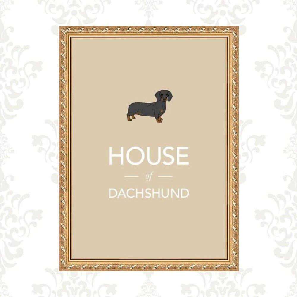 Quadro Moldura Dourada House Of Dachshund 33X24Cm