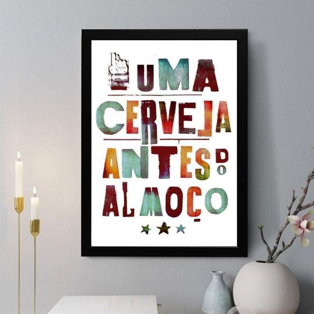 Quadro Decorativo Uma Cerveja Antes Do Almoço 45X34Cm