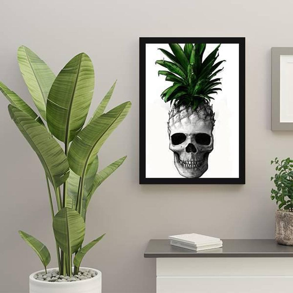 Quadro Decorativo Caveira Abacaxi 45x34cm