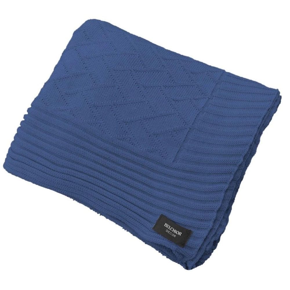 Manta Decorativa Link Azul Tricot 508007161 0,90X1,80Cm