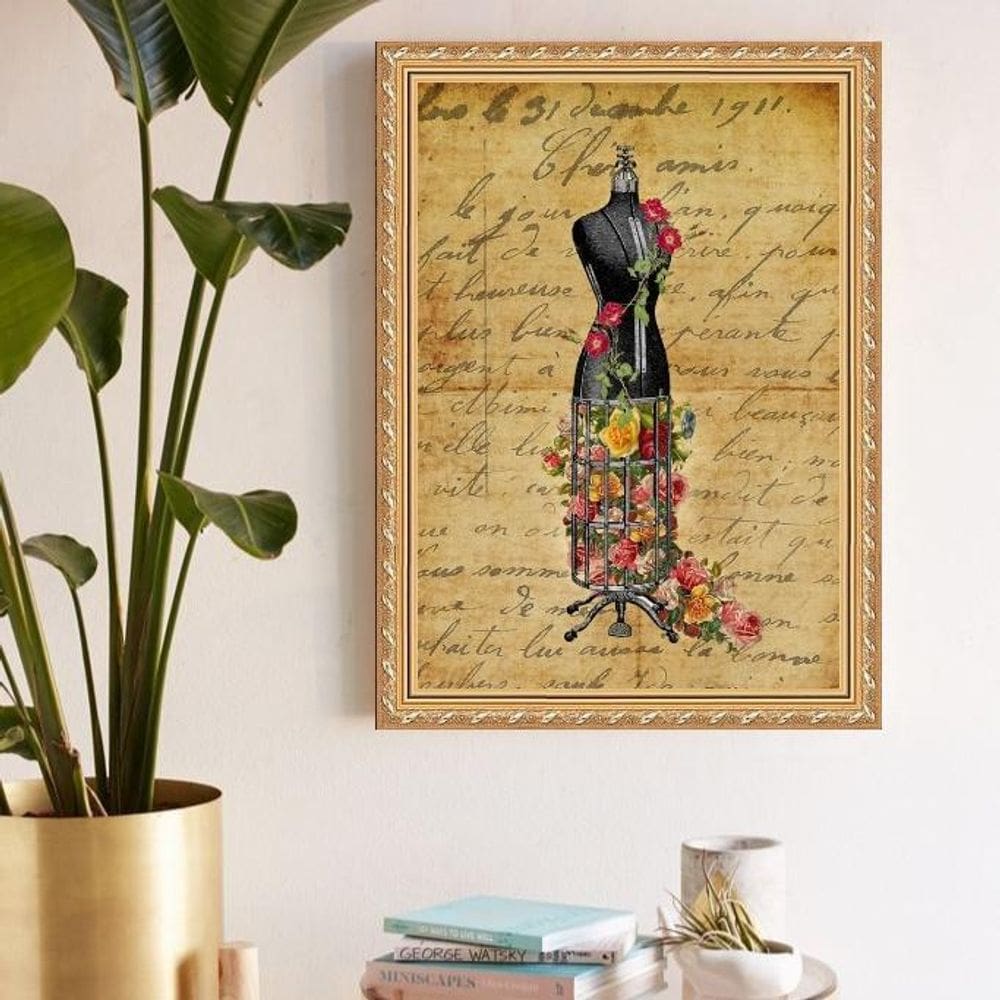 Quadro Decorativo Manequim Floral 24X18Cm