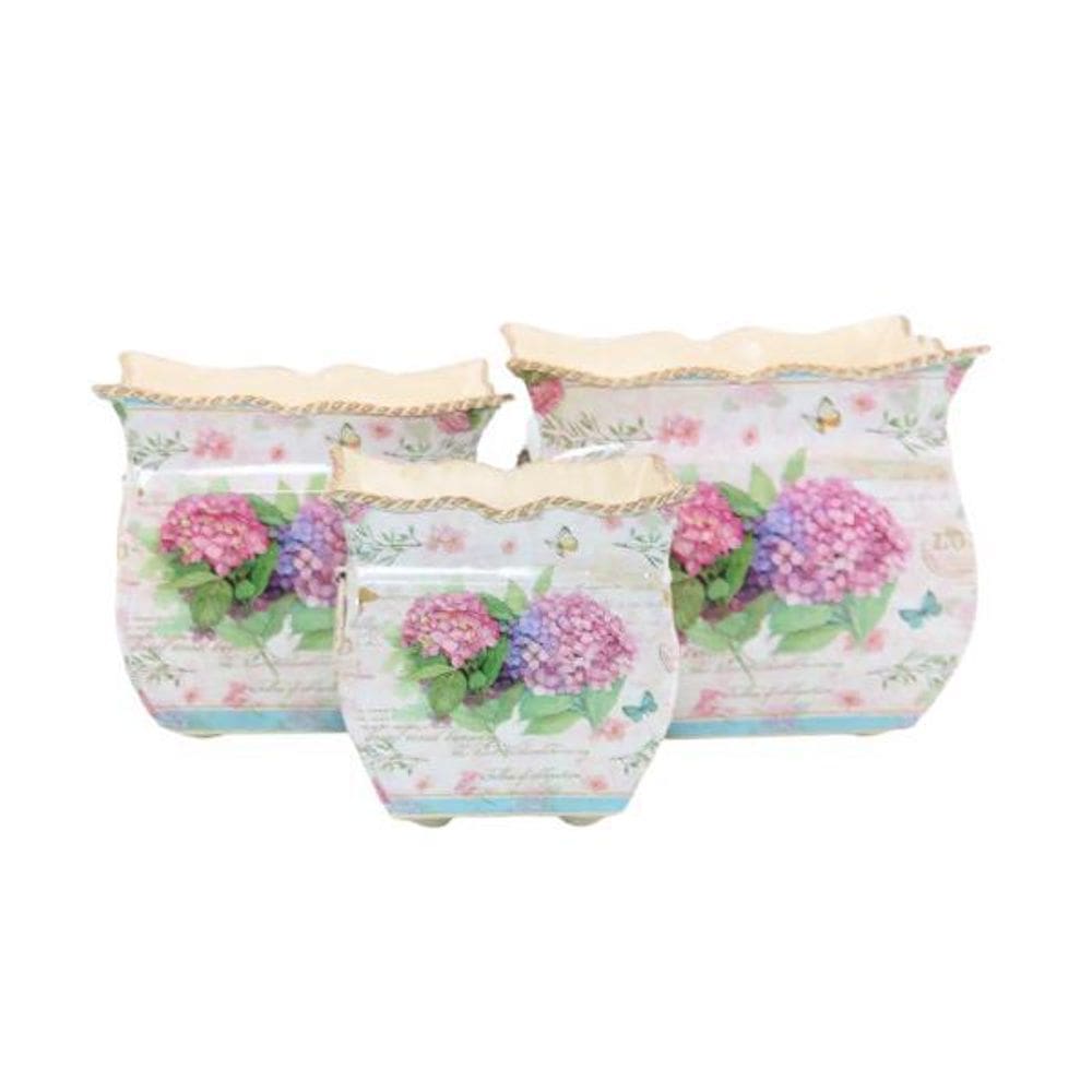 Vasos Cachepot De Metal 18Fx-865C Jogo 03 Peças