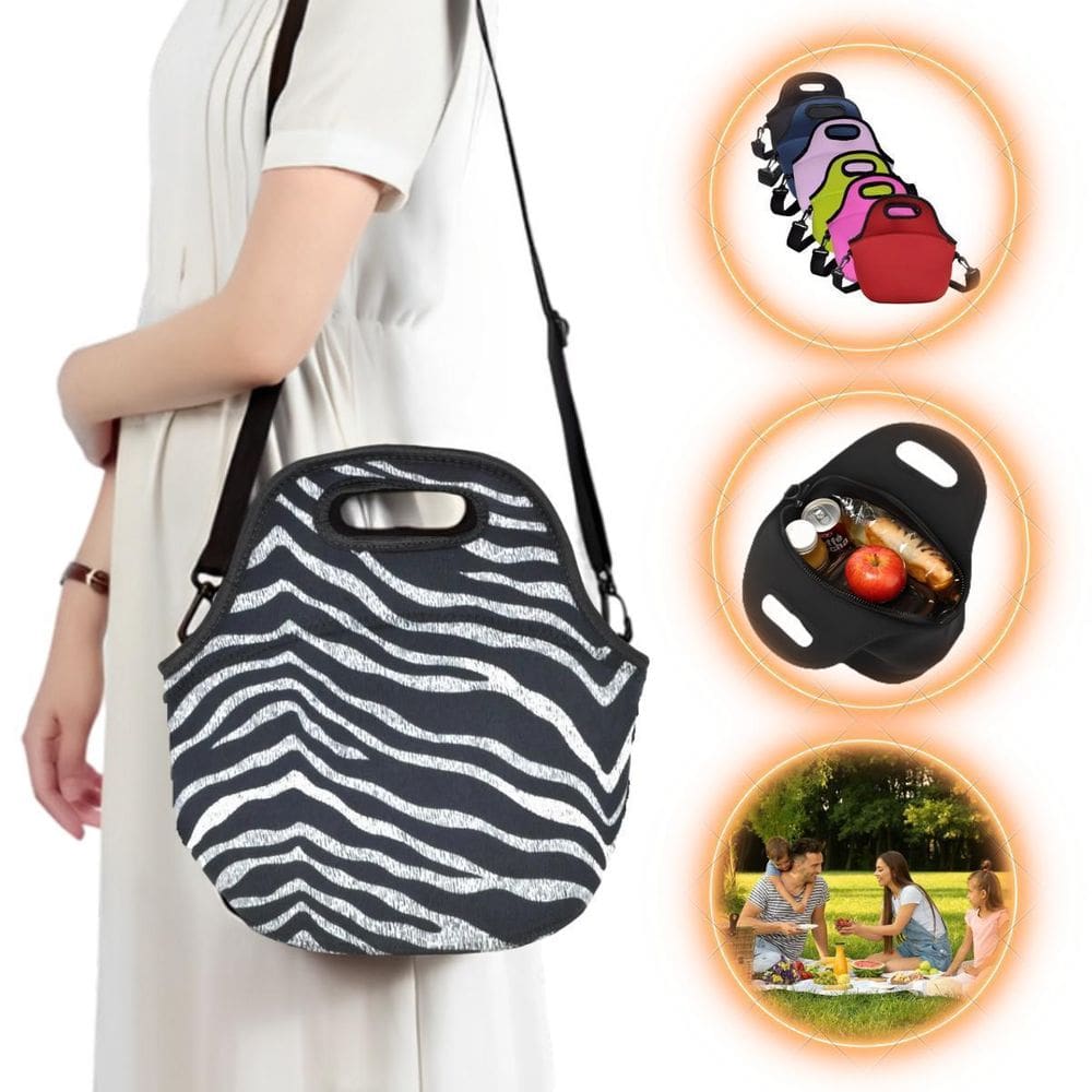 Bolsa Lancheira Térmica Neoprene Adulto Infantil Zebra