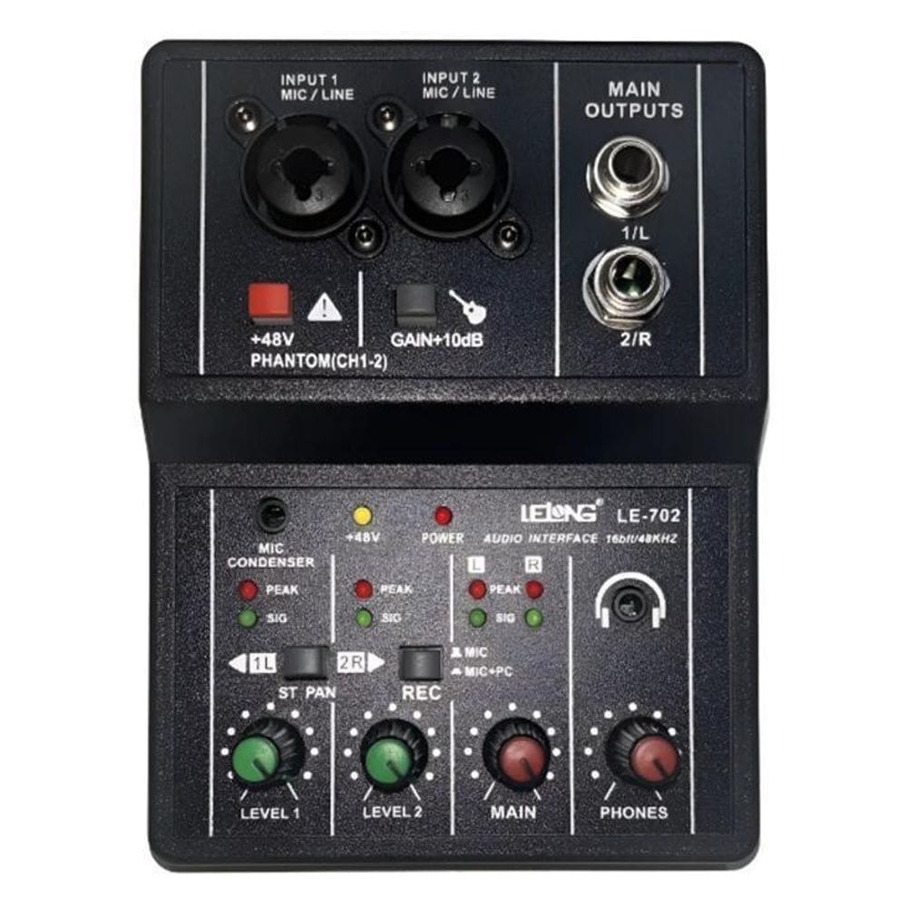 Mini Mesa De Som 2 Canais Lelong Le-702