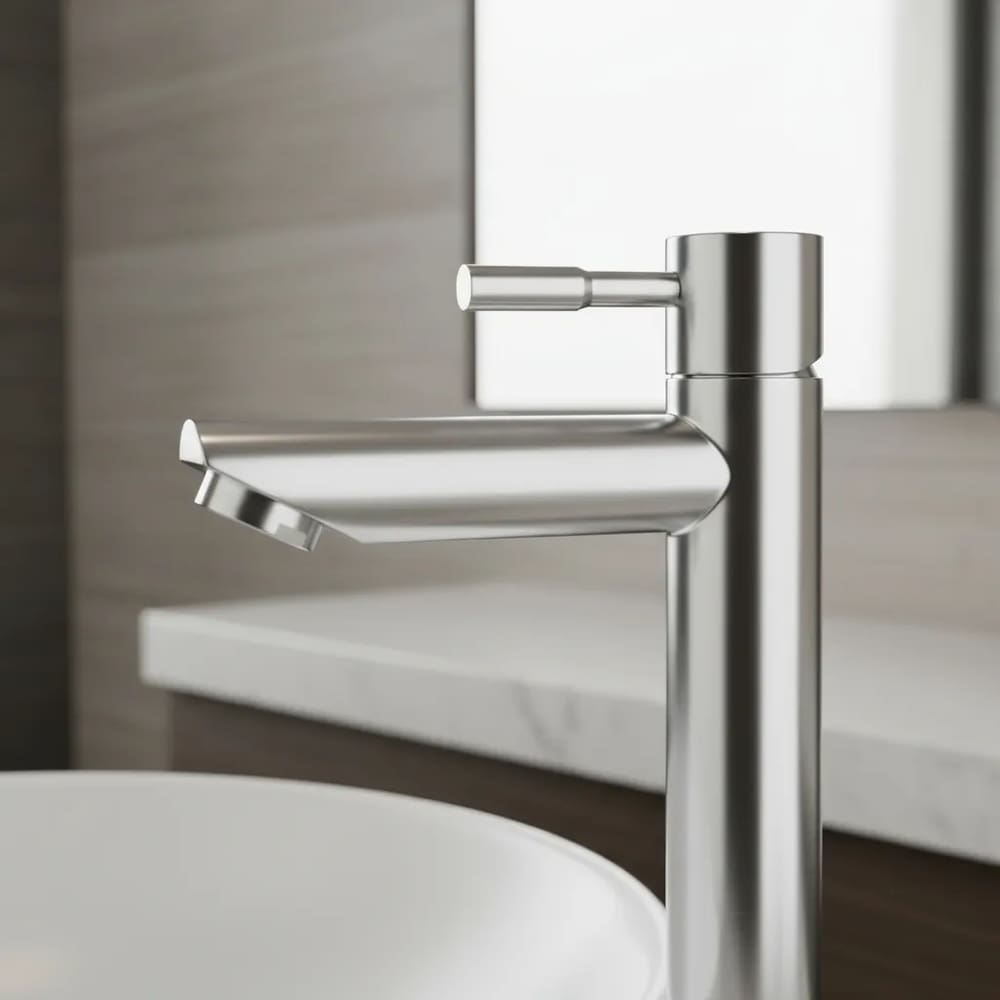 Torneira de Inox Cromado Bica Alta para Banheiro e Lavabo de Mesa