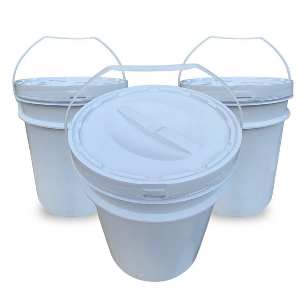 Balde Para Salgados 20 L E Tampa Rosca - Kit 3 Pçs