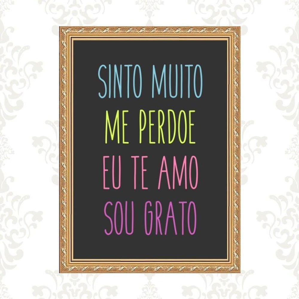 Quadro Moldura Dourada - Ho`Oponopono 24X18Cm