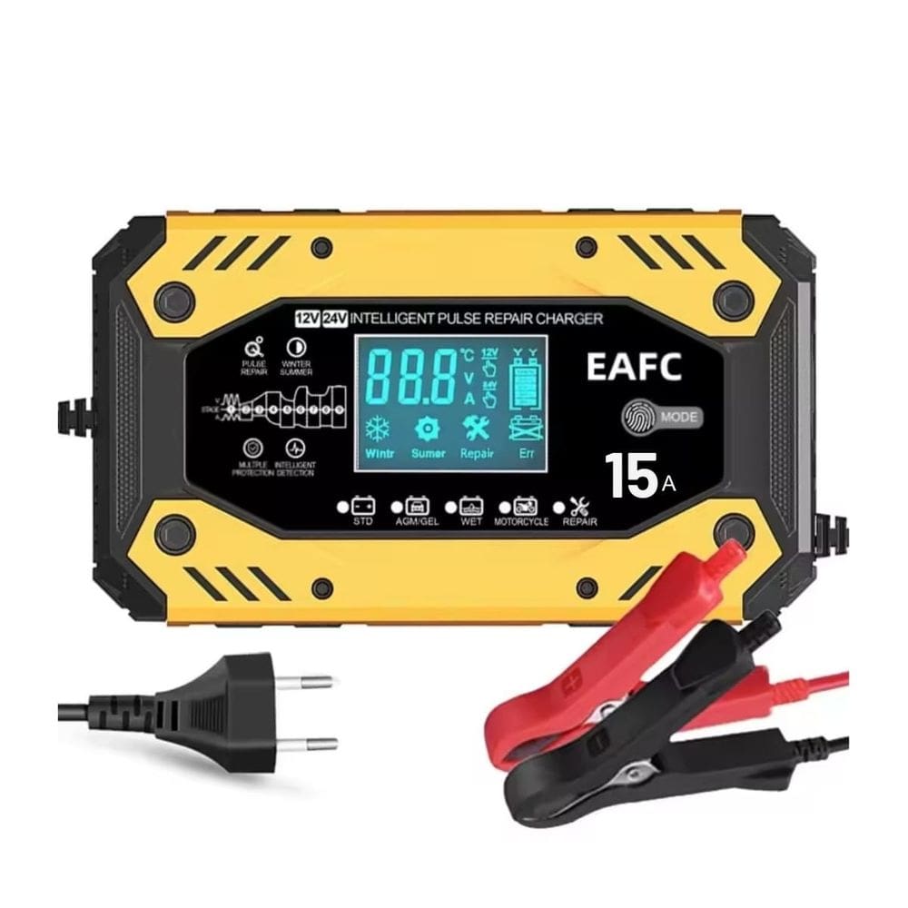 Carregador de Bateria Automotiva Inteligente NovaVida Portatíl Função Reparadora Visor LCD