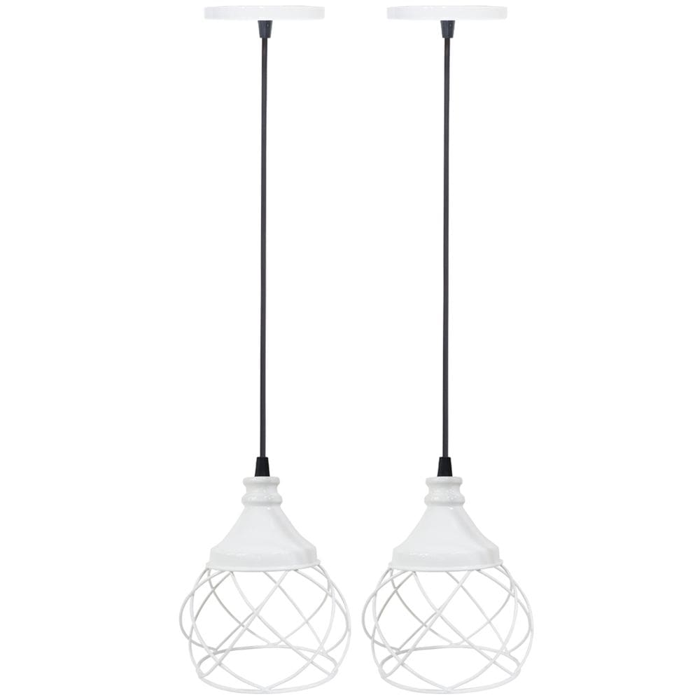 2 Pendentes Aramado E s f e r a B a l o n ê Lustre Luminária Teto Regulável Sala Cozinha Industrial Agp