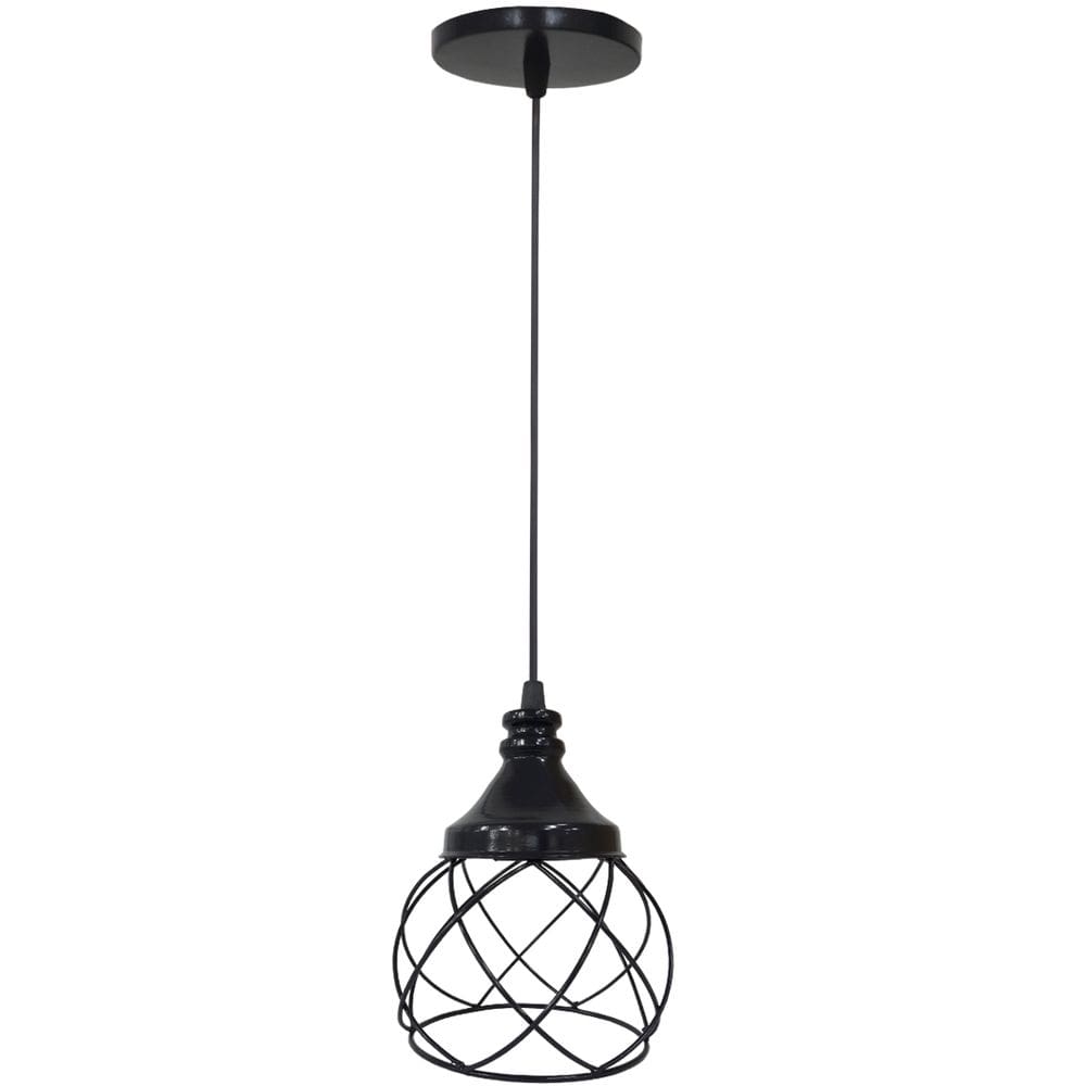 Pendente Aramado E s f e r a B a l o n ê Preto Lustre Luminária Teto Regulável Sala Cozinha Industrial Agp