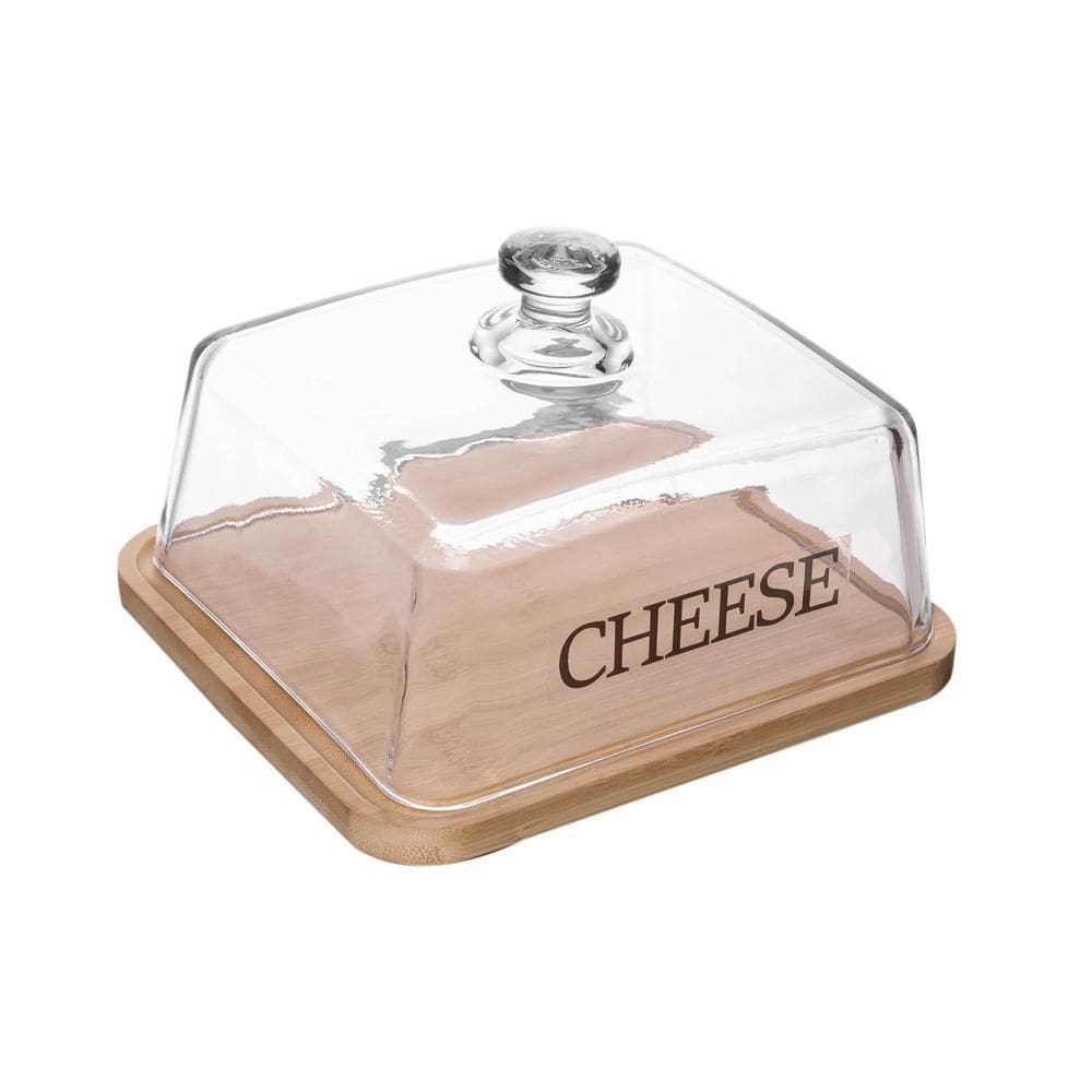 Queijeira com Base em Bambu Basic 21cm x 17cm x 12cm Vidro
