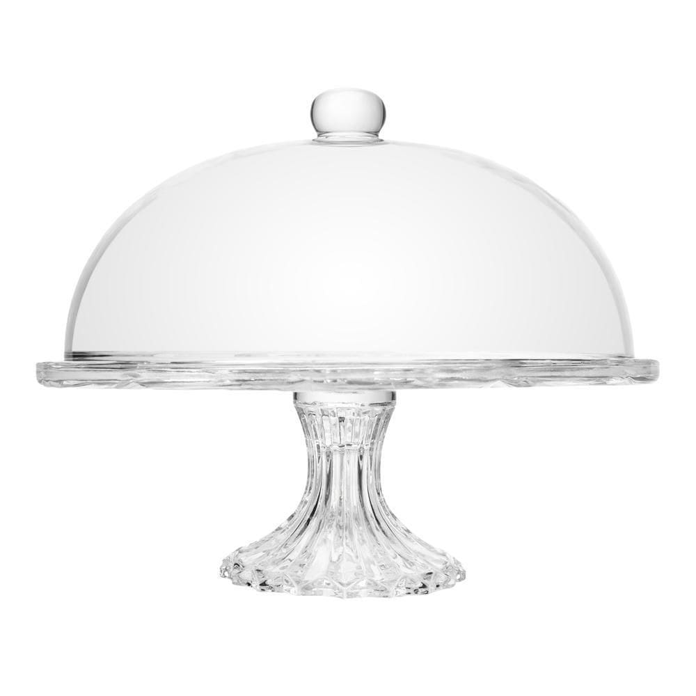 Prato p/ Bolo c/Pé e Tampa Deli Diamond 30cm x 23,5cm Vidro