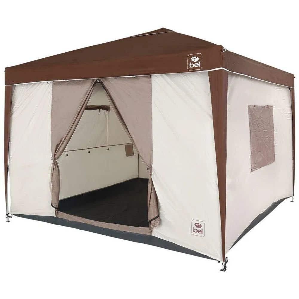 Barraca para Gazebo Dobrável 3 x 3 Metros Bege e Marrom BEL